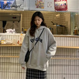 Tavimart Grey Women Sweatshirt Hoodie Vintage Solid Long Sleeve Korean Fashion Zipper Casual Y2K