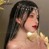 Tavimart Hair Ornament Fashion Retro Water Drop Hairpin Rhinestone Long Tassel Shiny Crystal