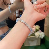 Tavimart Harajuku Pentagram Pearl Beaded Chain Bracelets For Women Korean Cute Blue Crystal Star