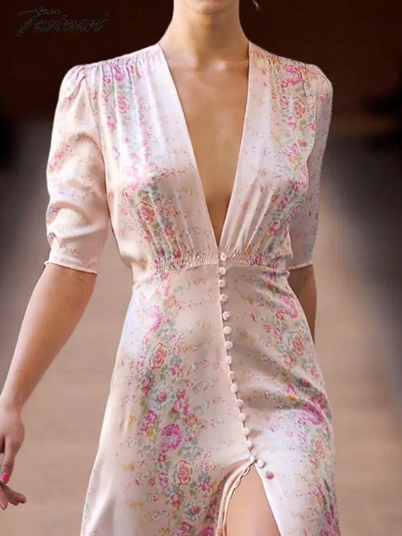 TAVIMART  -  Midi Dress Women Elegant Summer Fashion Evening Party Lady Vestido Vintage Spring Bodycon Sexy Satin Dresses Female Clothes