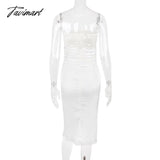 Tavimart High Quality Summer Dress White Bodycon Party Women Backless Sexy Knee Length Prom Even