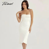 Tavimart High Quality Summer Dress White Bodycon Party Women Backless Sexy Knee Length Prom Even
