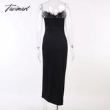 Tavimart High Street Bodycon Strapless Dress Sexy Feather V - Neck Backless Party Long Dresses