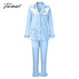 Tavimart High Street Two Piece Set Women Clothes Turn - Down Collar Button Shirt Top And Shorts