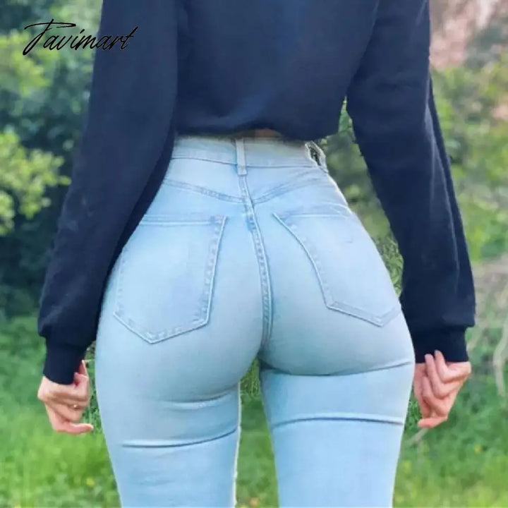 Tavimart High Waist Jeans For Women Butt Baggy Ankle - Length Pants Curvy Skinny Tummy Control