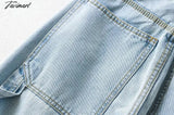 Tavimart High Waist Jeans Vintage Mom Woman England Ins Blogger Washed Loose Cargo Denim Pants