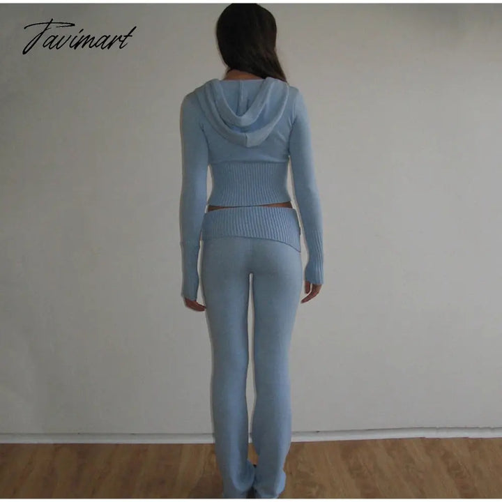 Tavimart Hirigin Two Piece Sets Women Tracksuit Long Sleeve Zipper Hooded Sweater Skinny Pants Suit