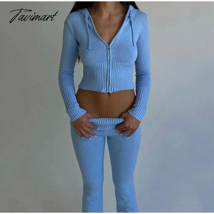 Tavimart Hirigin Two Piece Sets Women Tracksuit Long Sleeve Zipper Hooded Sweater Skinny Pants Suit