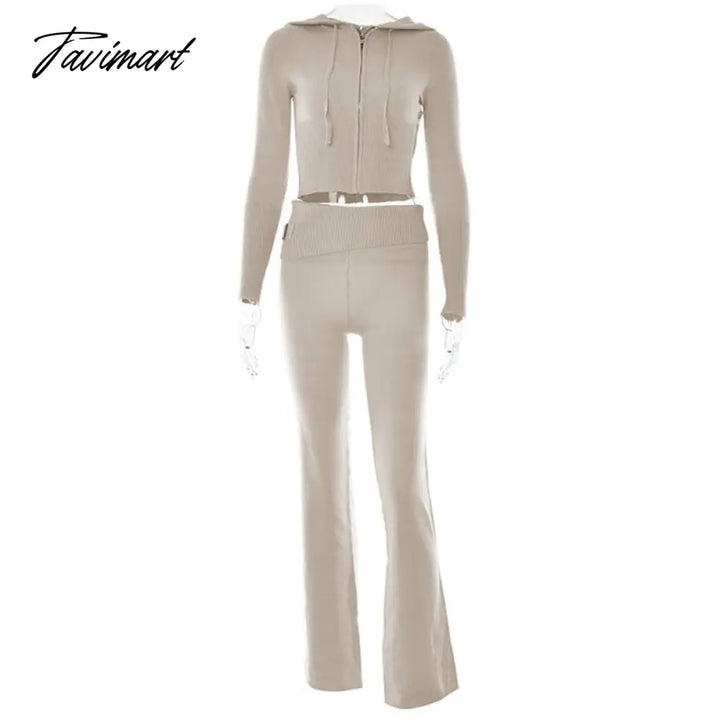 Tavimart Hirigin Two Piece Sets Women Tracksuit Long Sleeve Zipper Hooded Sweater Skinny Pants Suit