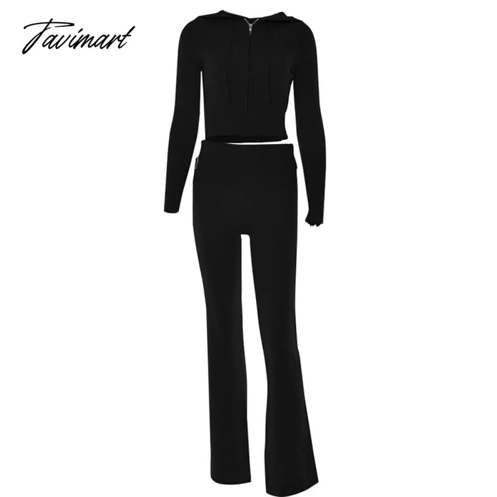 Tavimart Hirigin Two Piece Sets Women Tracksuit Long Sleeve Zipper Hooded Sweater Skinny Pants Suit