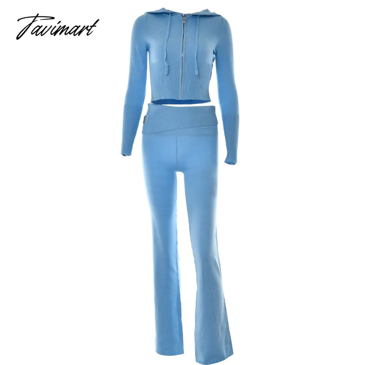 Tavimart Hirigin Two Piece Sets Women Tracksuit Long Sleeve Zipper Hooded Sweater Skinny Pants Suit