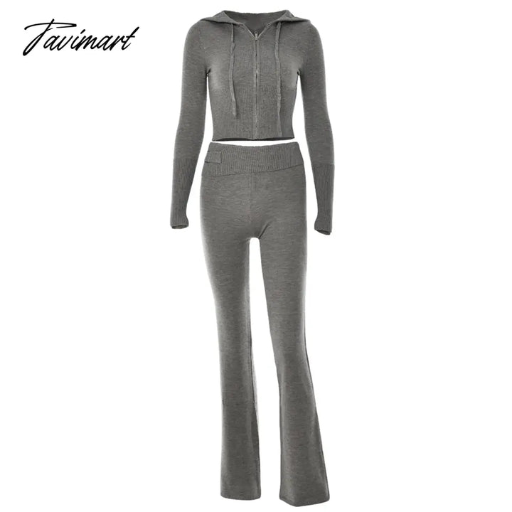 Tavimart Hirigin Two Piece Sets Women Tracksuit Long Sleeve Zipper Hooded Sweater Skinny Pants Suit