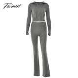 Tavimart Hirigin Two Piece Sets Women Tracksuit Long Sleeve Zipper Hooded Sweater Skinny Pants Suit