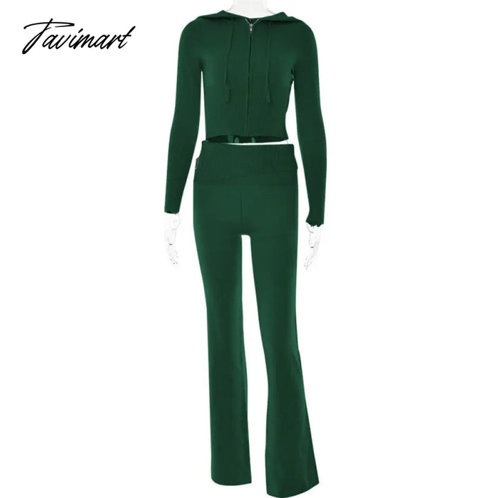 Tavimart Hirigin Two Piece Sets Women Tracksuit Long Sleeve Zipper Hooded Sweater Skinny Pants Suit