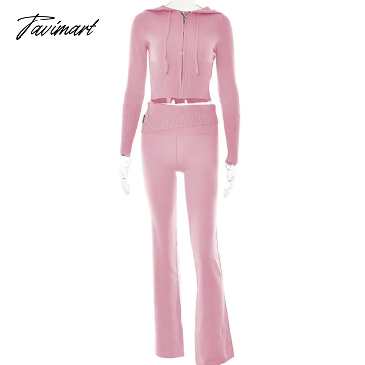 Tavimart Hirigin Two Piece Sets Women Tracksuit Long Sleeve Zipper Hooded Sweater Skinny Pants Suit