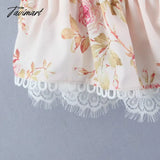 Tavimart Ins Fashion Sexy Blouse Women Blogger Lace Splicing Square Collar Floral Shirt