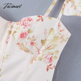 Tavimart Ins Fashion Sexy Blouse Women Blogger Lace Splicing Square Collar Floral Shirt