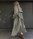 Tavimart Ins Fashion Trench Coat Overcoat Women Blogger Vintage Loose Ligh Green Long Jacket