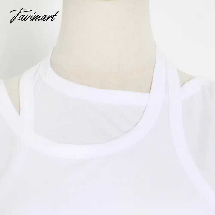 Tavimart - Irregular Solid Color Tank Tops Women 2024 New Summer Chic Simple O - Neck Sleeveless