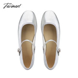 Tavimart - Japanned Leather Ballets Woman Belt Strap Lolita Flats French Mary Jeans Femme Shallow