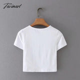 Tavimart Kawaii Crop Top Summer Clothes For Women Short Sleeve Tees Slim Vintage T Shirt Fashion