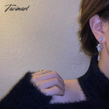 Tavimart Korean Baroque Shiny Waterdrop Crystal Drop Earrings For Women Girls Fashion Silver Color