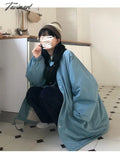 Tavimart Korean Cotton Bread Clothing Solid Simple Harajuku Student Hooded Coat Oversized Loose