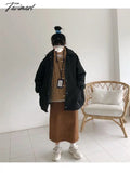 Tavimart Korean Cotton Bread Clothing Solid Simple Harajuku Student Hooded Coat Oversized Loose