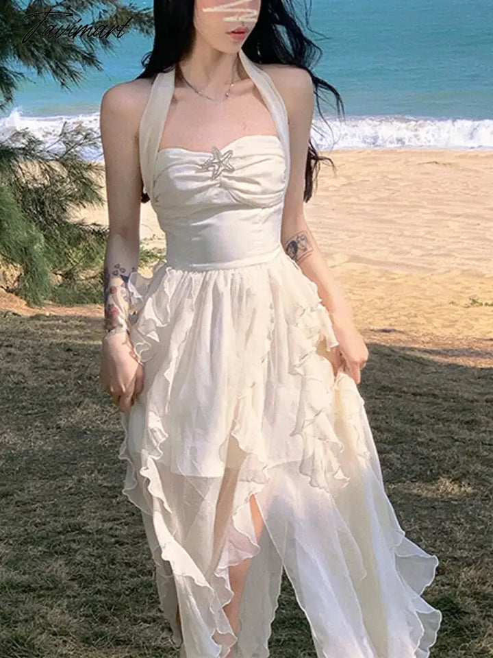 Tavimart Korean Elegant Irregular Beach White Dress Summer Women Y2k E tavimart Tavimart Korean Elegant Irregular Beach White Dress Summer Women Y2k E tavimart
