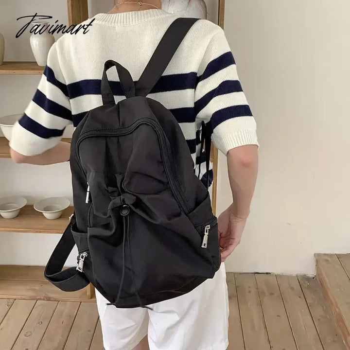 Tavimart Korean Fashion Commuter Women Backpack Lightweight Nylon Fabric For Causal School Travel