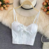 Tavimart Women Hollow Out Deep V-neck Sexy Mini Dress Ladies Bow Satin Bodycon Dresses White Casual Fashion Streetwear Summer main image 1