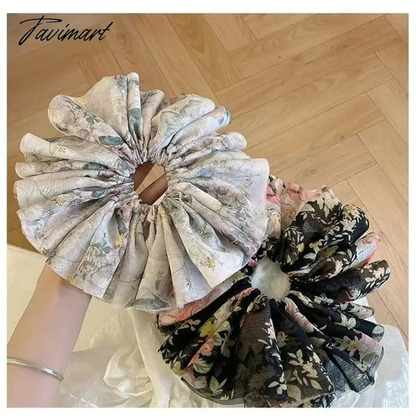 Tavimart Koreanoversized Floral Hair Ring Fungus Lace French Super Fairy Tie Head Rope Rubber Band