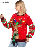 Tavimart Led Light Sweater With Elk Women Winter Thic Warm Sweaters Full Sleeve O - Neck Jumper