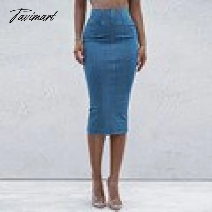 Tavimart Limit Sale High Quality Summer Denim Skirt For Women Blue Fashion Short Slim Ladies Skirt