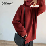 Tavimart Long Sleeve Elegant Casual Sweater Women Autumn Winter Solid Color Sweet Korean Vintage