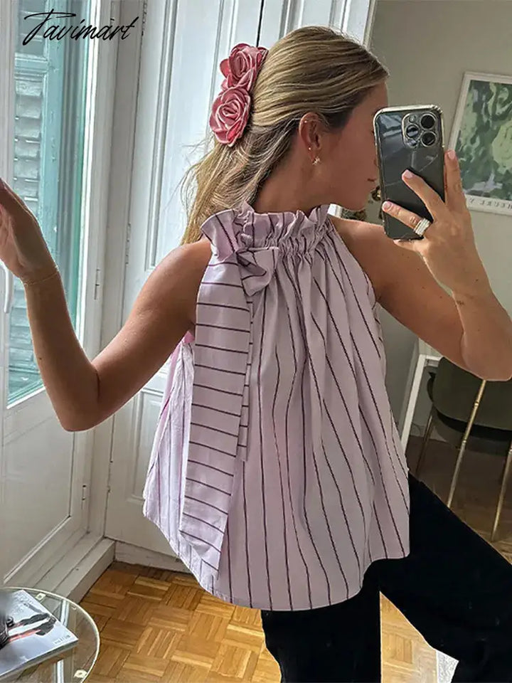 キャミソール Ruffle Lace-Up Stripe Top Sleeveless Side-zip キャミソール Ruffle Lace-Up Stripe Top Sleeveless Side-zip
