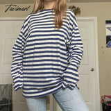 Tavimart Loose Style T-Shirt Vintage Striped Top Retro Y2K Aesthetics Grunge Oversized Long Sleeve Pullover Women Sweatshirts