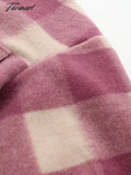 Tavimart Maxdutti Coat Women Winter Trench Ins Fashion Blogger Vintage Oversize Woollen Plaid Loose