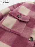 Tavimart Maxdutti Coat Women Winter Trench Ins Fashion Blogger Vintage Oversize Woollen Plaid Loose
