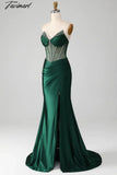 TAVIMART  -  Mermaid Sweetheart Dark Green Corset Prom Dress with Split Front vestidos de fiesta elegantes para mujer2024