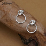 Tavimart - Micro Pave Zircon Front And Back Circle Stud Earrings For Women New Jewelry Bijoux