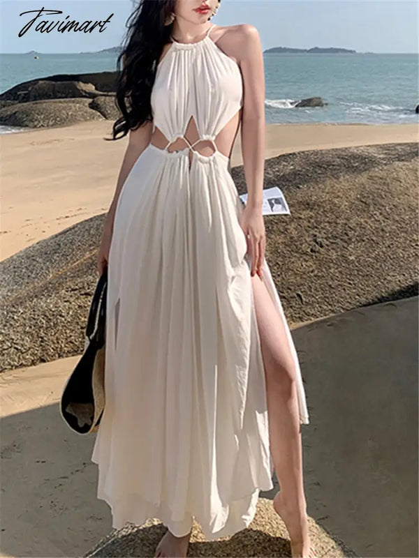 Tavimart Midi Dress Woman Summer New Elegant Slim Sundress Lady Fashion Sexy Beach Party Vestidos