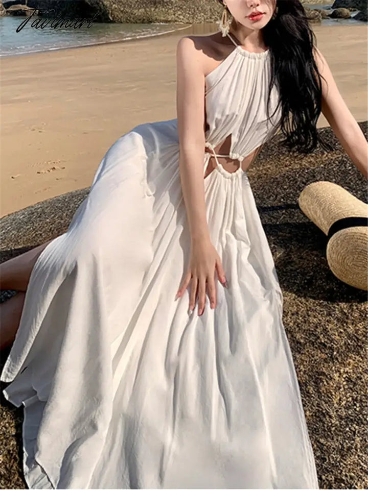 Tavimart Midi Dress Woman Summer New Elegant Slim Sundress Lady Fashion Sexy Beach Party Vestidos
