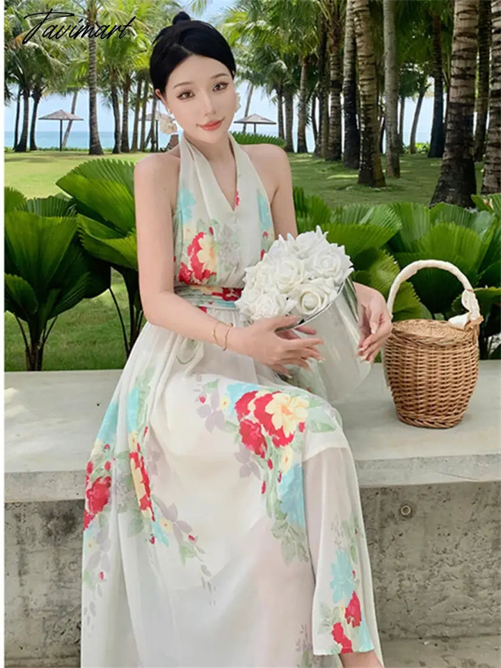 Tavimart Midi Dress Woman Summer New Elegant Sundress Lady Fashion Sexy Beach Party Vestidos Boho