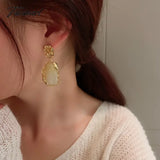 Tavimart Minar Trendy Multicolor Irregular Resin Long Drop Earrings For Women Gold Plated Metal