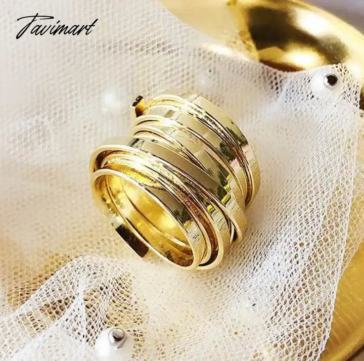 Tavimart Minimalist Multi Layers Wide Rings For Women New Trendy Jewelry Personality Statement Ring