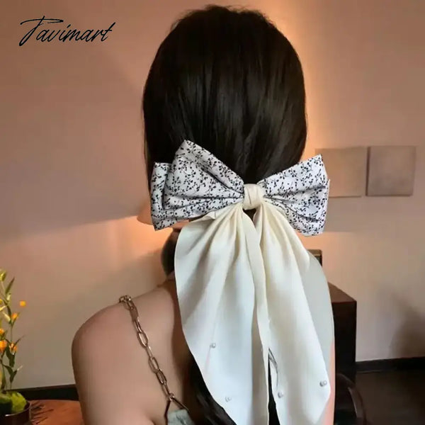 Tavimart New Arrivals Floral Bow Spring Hairclip Light Luxury Cilp Simple Barrettes Fashionable