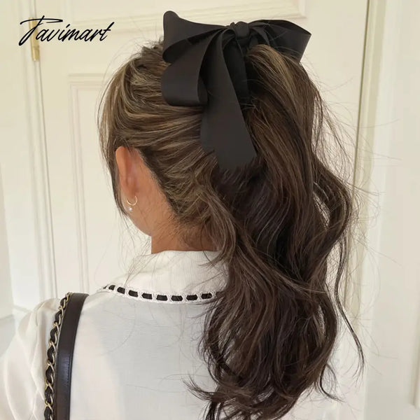 Tavimart New Banana Clip Bow Hair Clips For Women Girls Back Head Double Layer Hairpin Horsetail