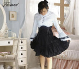 Tavimart New Cotton Black Women Gothic Skirt High Waist Girdling Lolita Cosplay Costume For