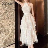 Tavimart New Fashion Luxury Design Runway Long Dress For Women Flower Neck Sleeveless Slim Waist